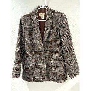 Aubergine cardigan womens career casual wool blend size 8 plaid checked coat